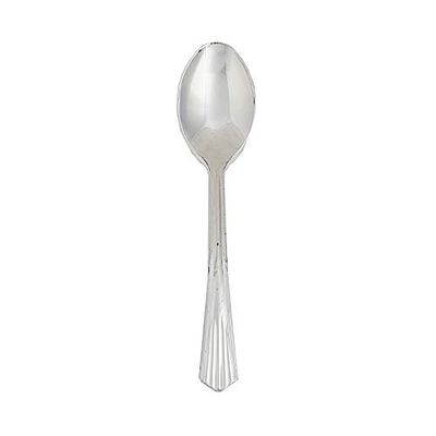100 pcs 7-Inch Silver Disposable Plastic Party Spoons Wedding Home Catering Reception Tableware Supplies Wholesale