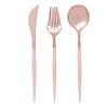 24 Rose Gold Blush Disposable Plastic Cutlery Spoon Fork and Knife Set for Weddings Parties Birthdays Receptions Events Dinnerware Tableware Decorations view 3