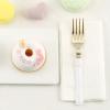 48 7-Inch Metallic Gold White Handle Disposable Plastic Forks Wedding Tableware Home Party Event Catering Supplies view 3
