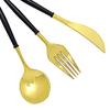 24 Gold Black Disposable Plastic Cutlery Spoon Fork and Knife Set for Weddings Parties Birthdays Receptions Events Dinnerware Tableware Decorations view 1