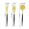 24 Gold Black Disposable Plastic Cutlery Spoon Fork and Knife Set for Weddings Parties Birthdays Receptions Events Dinnerware Tableware Decorations view 2