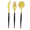 24 Gold Black Disposable Plastic Cutlery Spoon Fork and Knife Set for Weddings Parties Birthdays Receptions Events Dinnerware Tableware Decorations view 3