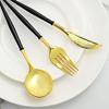 24 Gold Black Disposable Plastic Cutlery Spoon Fork and Knife Set for Weddings Parties Birthdays Receptions Events Dinnerware Tableware Decorations view 4