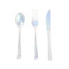 24 pcs Iridescent Disposable Plastic Cutlery Spoon Fork Knife Set for Weddings Parties Birthdays Receptions Events Dinnerware Tableware Decorations view 1
