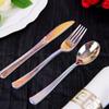 24 pcs Iridescent Disposable Plastic Cutlery Spoon Fork Knife Set for Weddings Parties Birthdays Receptions Events Dinnerware Tableware Decorations view 4