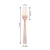 48 pcs 7-Inch long Rose Gold Hammered Design Plastic Forks - Disposable Wedding Catering Tableware Supplies view 2