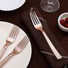 48 pcs 7-Inch long Rose Gold Hammered Design Plastic Forks - Disposable Wedding Catering Tableware Supplies view 3