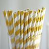 150 pcs 8-Inch Gold and White Striped Paper Straws - Disposable Wedding Party Birthday Event Picnic Supplies view 2