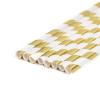 150 pcs 8-Inch Gold and White Striped Paper Straws - Disposable Wedding Party Birthday Event Picnic Supplies view 4