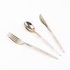 24 Clear Disposable Plastic Cutlery with Gold Glittered Handle Wedding Party Reception Catering Decorations Supplies view 1