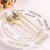 24 Clear Disposable Plastic Cutlery with Gold Glittered Handle Wedding Party Reception Catering Decorations Supplies view 3