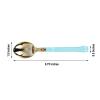48 7-Inch Metallic Gold Spoons Blue Handle Disposable Plastic Tableware Wedding Reception Party Events Catering Supplies view 2