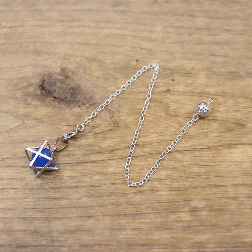 Pendulums Dowsing Natural Stone Round Bead Crystal Chains,Blue Jade