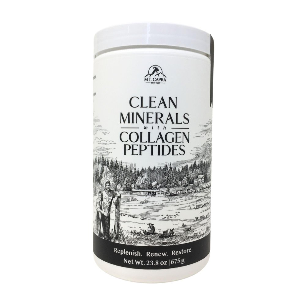 Mt. Capra Clean Minerals with Collagen Peptides | Whole Food Minerals from Goat Milk Whey and Grass-Fed Type I and III Collagen Peptides | 10 g Protein per Serving | Unflavored | 20 Servings - 23.8 oz