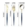 24 Gold Royal Blue Disposable Plastic Cutlery Spoon Fork and Knife Set for Weddings Parties Birthdays Receptions Events Dinnerware Tableware Decorations view 2