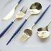 24 Gold Royal Blue Disposable Plastic Cutlery Spoon Fork and Knife Set for Weddings Parties Birthdays Receptions Events Dinnerware Tableware Decorations view 4