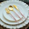 24 Gold Blush Disposable Plastic Cutlery Spoon Fork and Knife Set for Weddings Parties Birthdays Receptions Events Dinnerware Tableware Decorations view 4