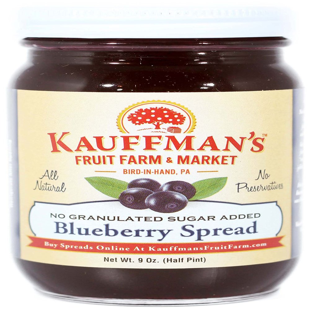 Kauffman Orchards Blueberry Fruit Spread, All Natural, No Preservatives or Granulated Sugar Added, 9 Oz. (Pack of 1)