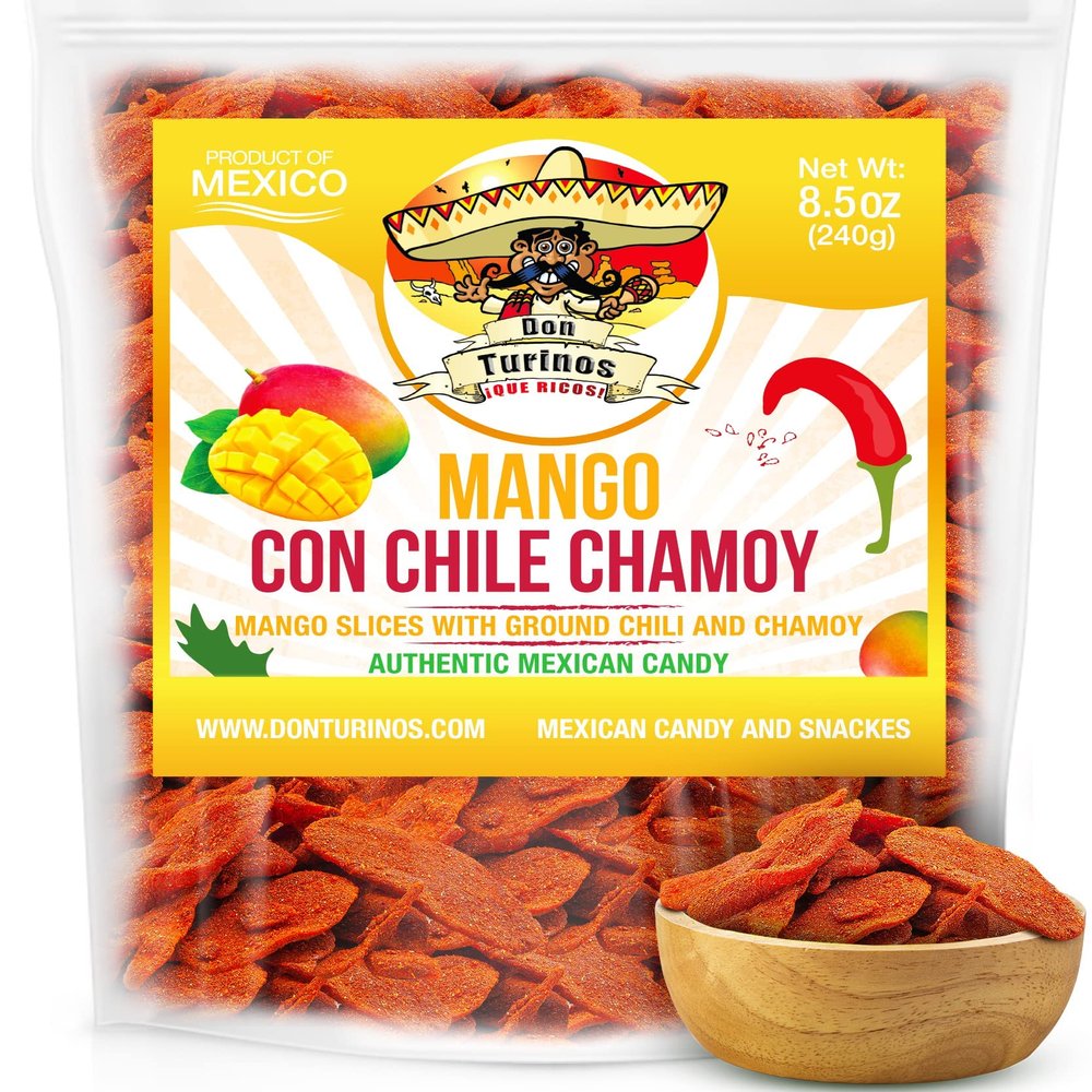 Chili Chamoy Mango Slices, 16 oz. Bag of Authentic Mexican Dry Fruit Candy, Sweet and Spicy Flavor, Fresh and Natural Dulce Mexicano, by Don Turinos