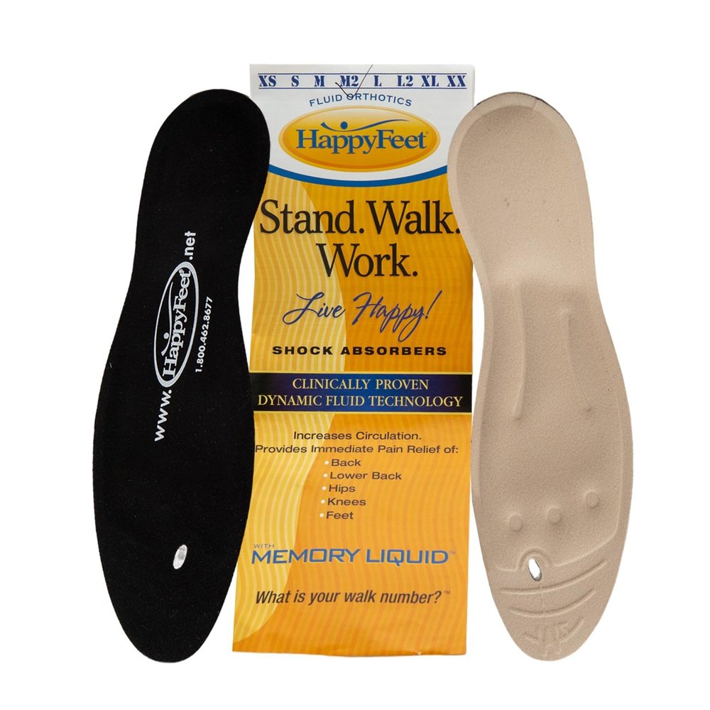 Happy Feet Plantar Fasciitis Flat Feet Orthotic High Arch Support Gel Insert Shoe Insoles for Mens and Womens (L (Men 7 - 9) Extra-Wide)