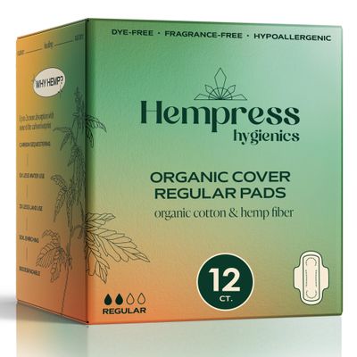 Hempress Hygienics Organic Sanitary Pads for Women, Slim (Regular, 12 Ct)