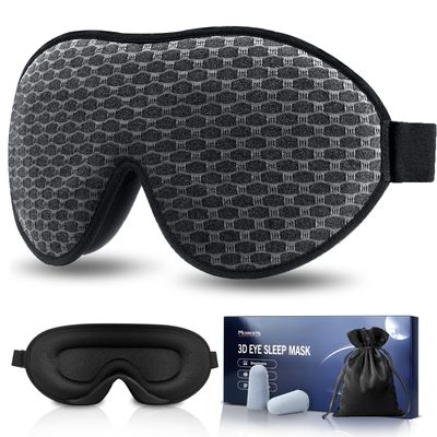 3D Deep Contoured Sleep Mask for Women & Men, Blocks Lights, Soft & Breathable Eye Shade Cover with Adjustable Strap for Travel, Yoga, Nap (#1)