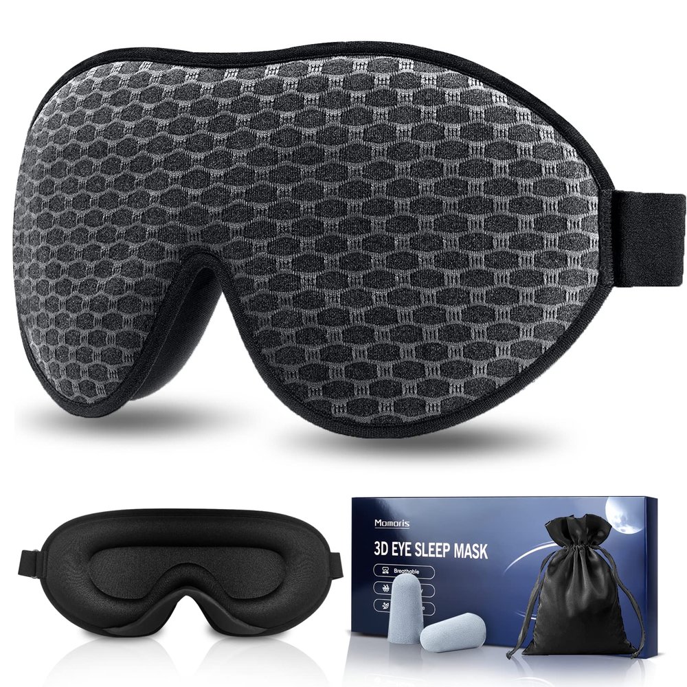 3D Deep Contoured Sleep Mask for Women & Men, Blocks Lights, Soft & Breathable Eye Shade Cover with Adjustable Strap for Travel, Yoga, Nap (#1)