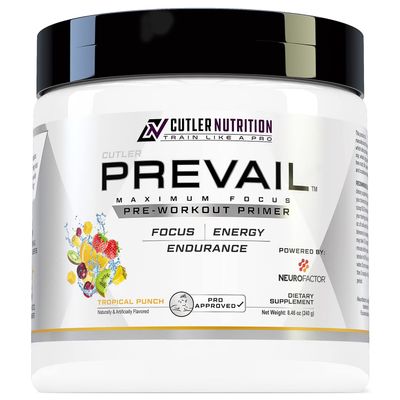 Prevail Pre Workout Powder with Nootropics Pre-Workout Drink for Men and Women Lazer Focus and Energy Stim Pre Workout with L-Citrulline Alpha GPC and L Tyrosine , 40 Scoops (Tropical Punch)