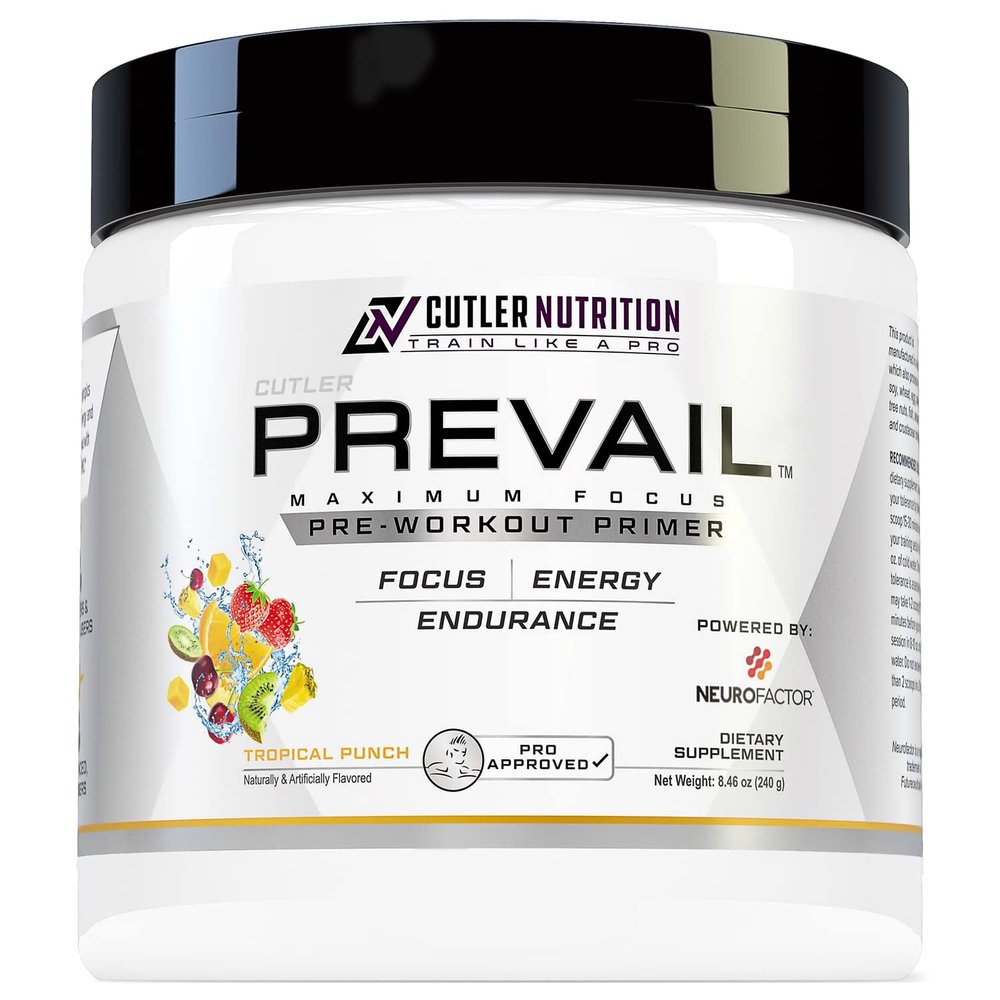 Prevail Pre Workout Powder with Nootropics Pre-Workout Drink for Men and Women Lazer Focus and Energy Stim Pre Workout with L-Citrulline Alpha GPC and L Tyrosine , 40 Scoops (Tropical Punch)