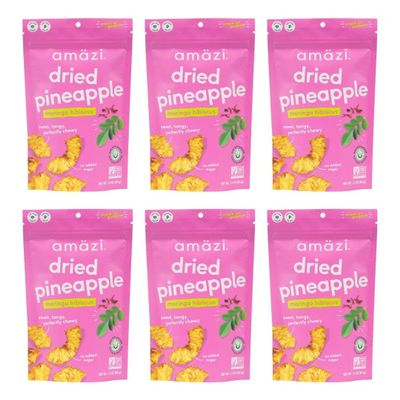 Amzi Foods | Dried Pineapple - Moringa Hibiscus (6 Pack) | All Natural Snacks | No Sugar Added Dried Pineapple | Dehydrated Fruit