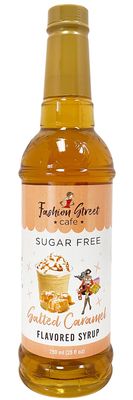 Fashion Street Cafe Sugar Free Salted Caramel Coffee Syrup - Zero Sugar Syrup for Drinks, 25 fl oz