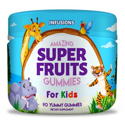 Infusions Super Fruit Gummies for Kids 90 Count Antioxidant Blend Soft and Delicious Vegan Friendly Gluten Free Non-GMO