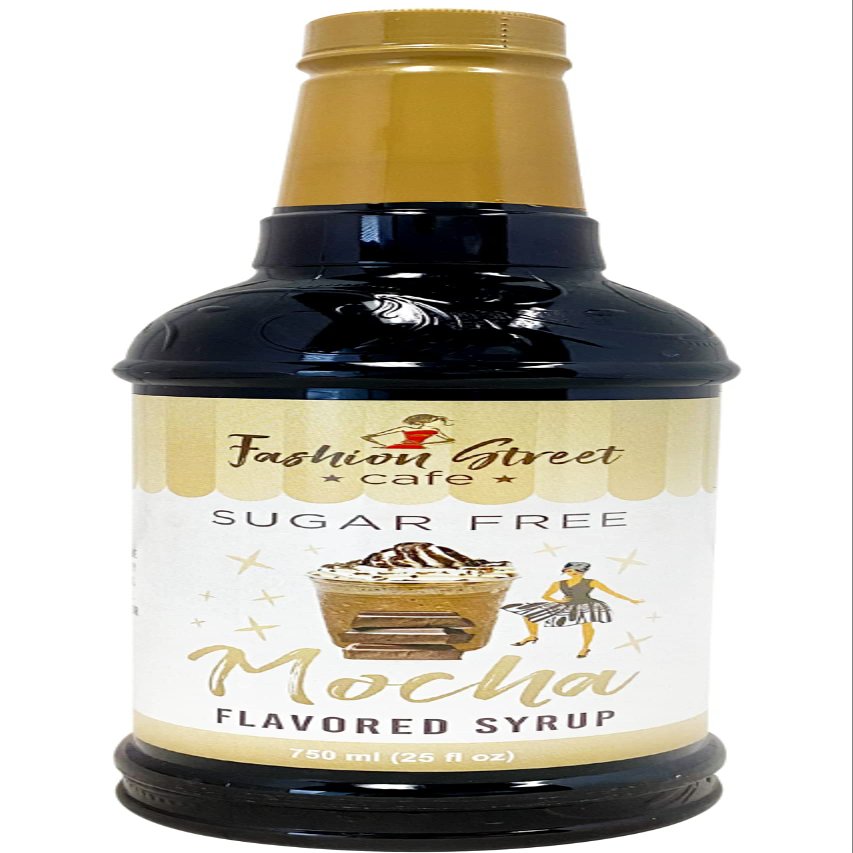 Fashion Street Cafe Sugar Free Mocha Coffee Syrup - Zero Sugar Syrup for Drinks, 25 fl oz