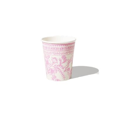Coterie Pink Toile Paper Cups (Set of 10) - Decorative & Durable Disposable Cups for Bridal Party, Birthday Party, Baby Shower, Tea Party, Spring & Summer Gatherings | 9oz Paper Party Cups