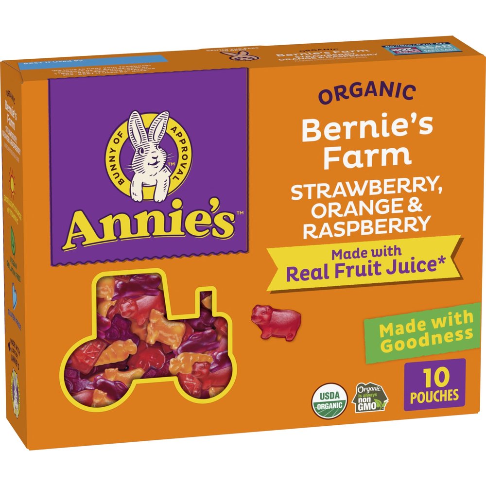 Annie's Organic Bernie's Farm Fruit Flavored Snacks, Gluten Free, 10 Pouches, 7 oz