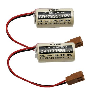 BALOLO (2-Pack) CR17335SE 3V 1800mAh Non-Rechargeable Lithium Cell for Industrial and Memory FDK CR17335SE 3V with Brown Plug