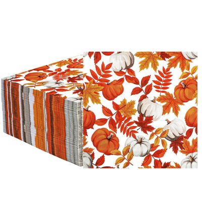 120 Pieces Fall Paper Napkins Pumpkin Maple Leaves Luncheon Napkin Disposable Fall Decorative Napkins for Thanksgiving Autumn Harvest Party Supplies Bathroom Table Decor, 6.5 x 6.5 Inch