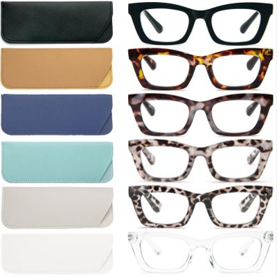 REAVEE 6 Pack Oprah Style Reading Glasses for Women Men Blue Light Blocking, Cute Square Computer Readers with Spring Hinge, 2.0