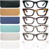 REAVEE 6 Pack Oprah Style Reading Glasses for Women Men Blue Light Blocking, Cute Square Computer Readers with Spring Hinge, 2.0 view 1