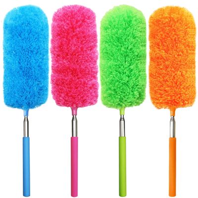 4 Pcs Washable Microfiber Feather Duster, with Extendable Pole and Bendable Head, Microfibre Cleaning Tool for Cleaning Office, Car, Computer, Furniture, Sofa