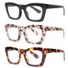 REAVEE Oprah Style Reading Glasses for Women Blue Light Blocking Computer Fashion Readers with Spring Hinge and Glasses Pouch +0.0 view 1
