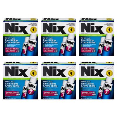 Nix Lice Killing Crme Rinse Family Pack, 4 Fl Oz Crme Rinse and 2 Nit Combs (Pack of 6)