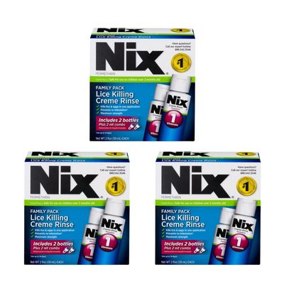 Nix Lice Killing Crme Rinse Family Pack, 2 oz Crme Rinse and 2 Nit Combs, (Pack of 3)