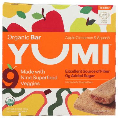 Yumi Organic Apple Cinnamon & Squash Toddler Bars, 3.7 OZ