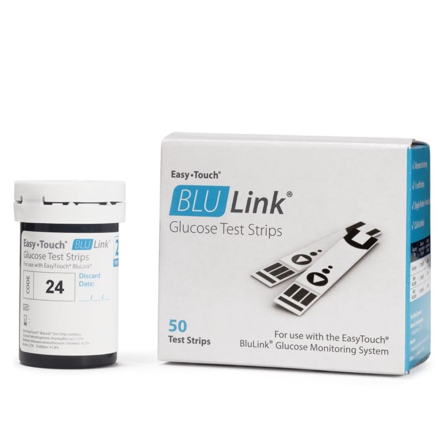 BluLink Diabetic Test Strips by Easy Touch, 50 Count, Compatible with BluLink Blood Glucose Monitor System