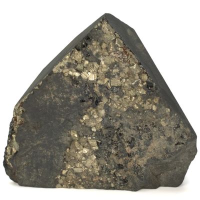 KALIFANO Shungite Point with Pyrite - Bulk High Energy Raw Shungite Con Pirita Reiki Crystal Used for Clarity and Purpose (Family Owned & Operated)