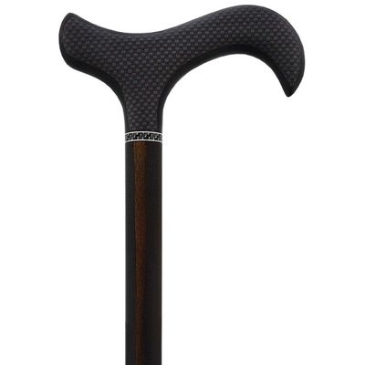 Royal RC Canes Exotic Macassar Ebony Derby Cane Carbon Fiber Walking Stick with Ebony Wood Wrapped Handle Stylish Lightweight Cane for Men and Women Comfortable, Durable & Safe to Walk