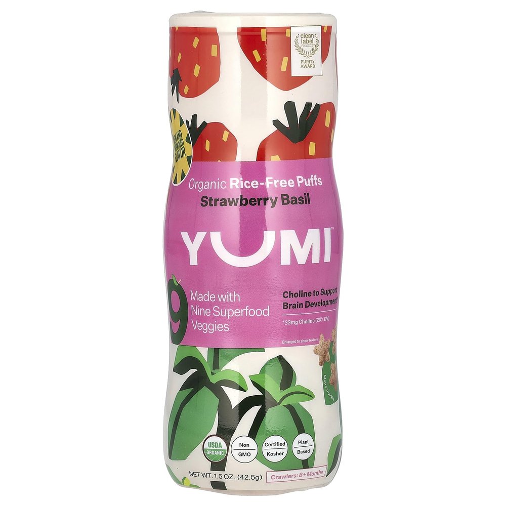 Yumi, Puffs Strawberry Basil Organic, 1.5 Ounce
