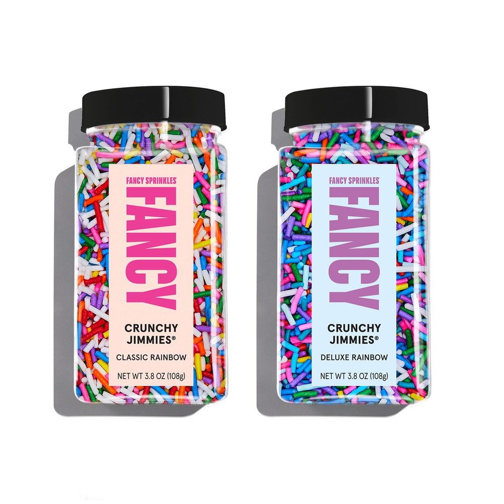 Fancy Sprinkles Sundae Best Sprinkle Set, Real Sugar, For Ice Cream, Cookies, Cakes, Cupcakes, Dessert Decorating, One Classic & One Deluxe Rainbow Crunchy Jimmies 2 Pack (0.5c)