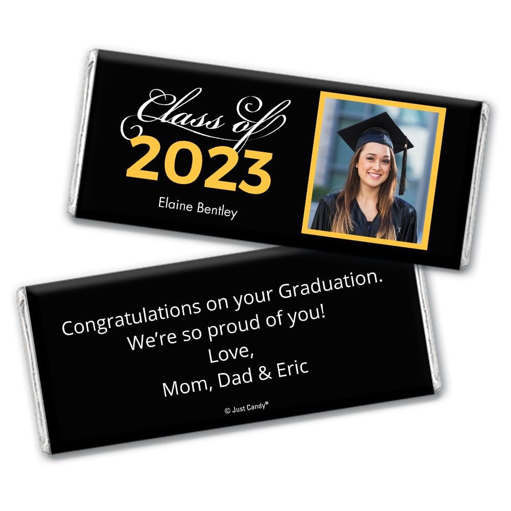 12ct Graduation Candy Party Favors Personalized Belgian Chocolate Bars & Wrappers DIY Assembly Required - Yellow